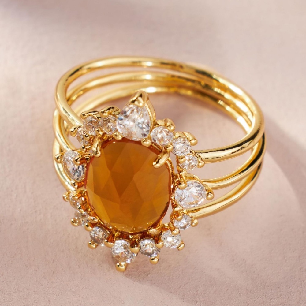 November Set of Three Stackable Birthstone Rings - Picture 3 of 6